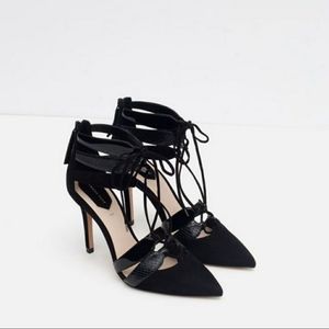 Black strappy heels